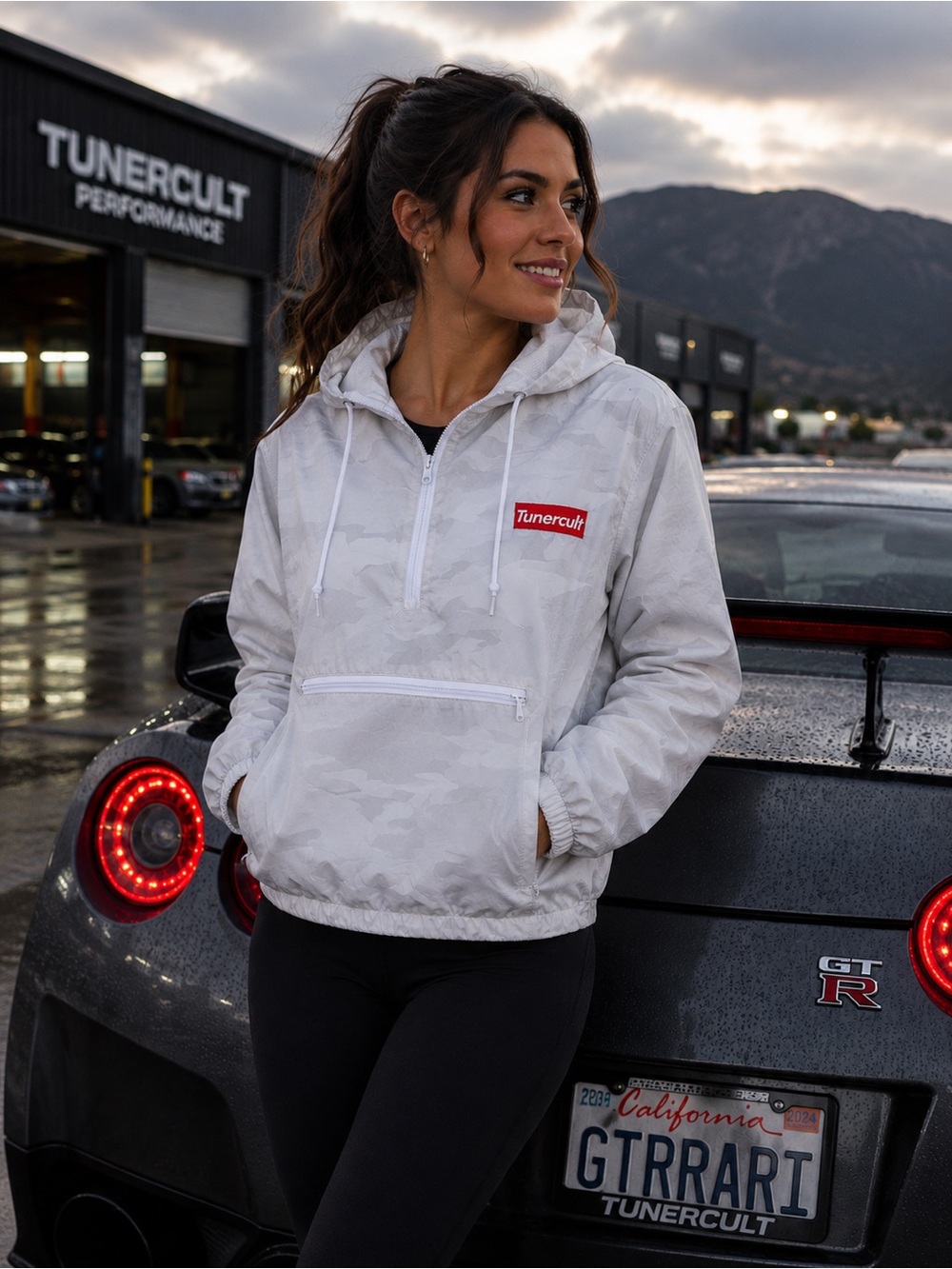 TUNERCULT LADIES CROP CAMO WINDBREAKER JACKET L